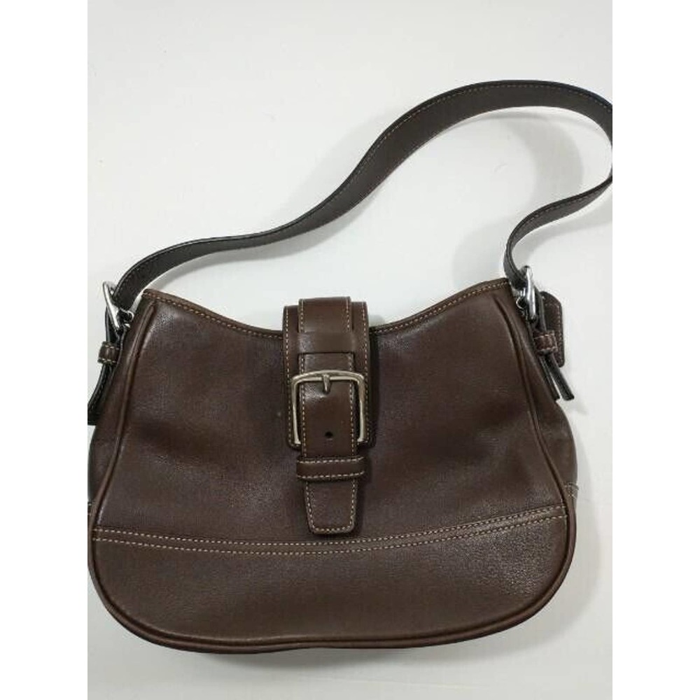 Coach Hampton Bristish Tan Leather Buckle Flap Closure Hobo Bag - Vintage Purse